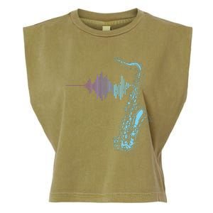 Saxophone Heartbeat Garment-Dyed Women's Muscle Tee