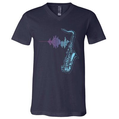 Saxophone Heartbeat V-Neck T-Shirt