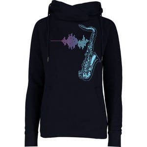 Saxophone Heartbeat Womens Funnel Neck Pullover Hood