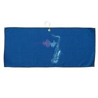 Saxophone Heartbeat Large Microfiber Waffle Golf Towel