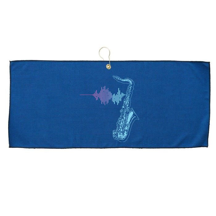 Saxophone Heartbeat Large Microfiber Waffle Golf Towel