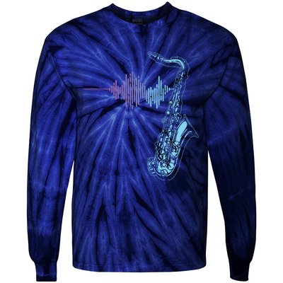 Saxophone Heartbeat Tie-Dye Long Sleeve Shirt