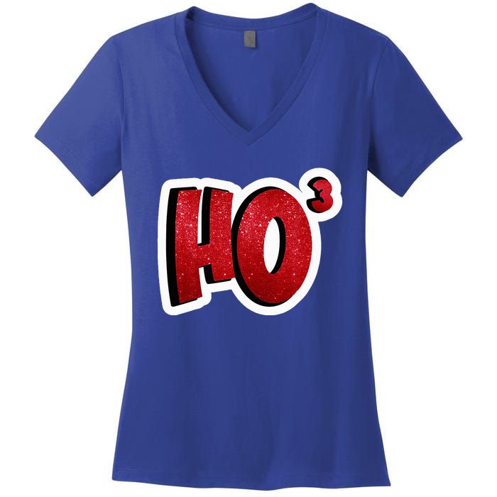 Santa Ho Shorthand Nerdy Engineer Christmas Red Ho3 Women's V-Neck T-Shirt