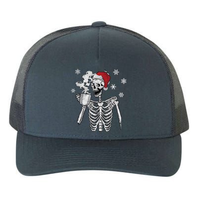 Santa Hat Skeleton Smiling Skull Ing Coffee Christmas Gift Yupoong Adult 5-Panel Trucker Hat