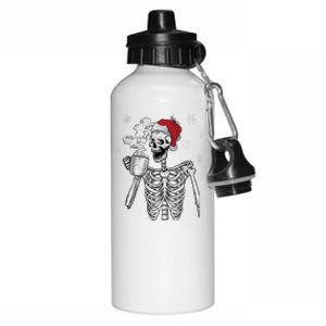 Santa Hat Skeleton Smiling Skull Ing Coffee Christmas Gift Aluminum Water Bottle