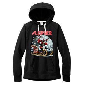 Sleigher Hail Santa Heavy Metal Christmas Rock Xmas Art Gift Women's Fleece Hoodie