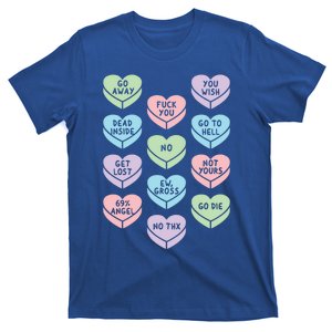 Sarcastic Heart Shaped Candy Dark Humor Anti Valentines Day Gift T-Shirt