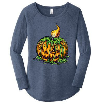 Spooky Halloween Scary Pumpkins Candle Women's Perfect Tri Tunic Long Sleeve Shirt