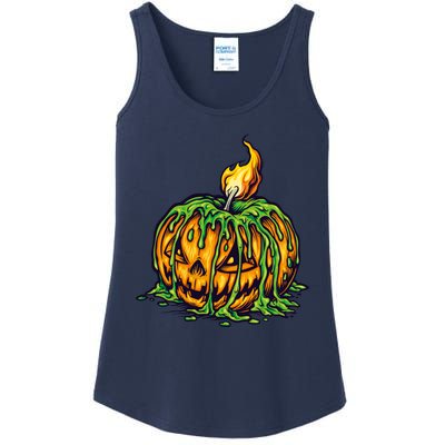 Spooky Halloween Scary Pumpkins Candle Ladies Essential Tank