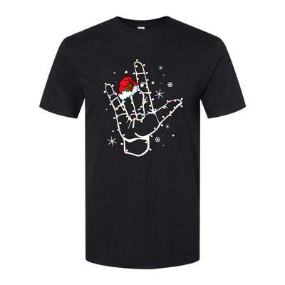 Santa Hat Sign Language Lights Christmas Softstyle CVC T-Shirt