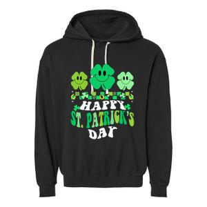 Shamrock Happy St Patricks Day Wo Irish Retro Groovy Garment-Dyed Fleece Hoodie