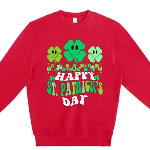 Shamrock Happy St Patricks Day Wo Irish Retro Groovy Premium Crewneck Sweatshirt