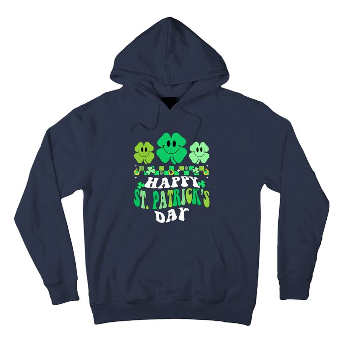 Shamrock Happy St Patricks Day Wo Irish Retro Groovy Hoodie