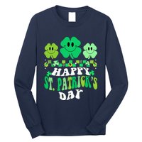 Shamrock Happy St Patricks Day Wo Irish Retro Groovy Long Sleeve Shirt