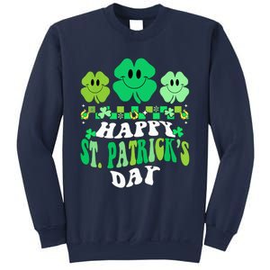 Shamrock Happy St Patricks Day Wo Irish Retro Groovy Sweatshirt