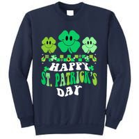 Shamrock Happy St Patricks Day Wo Irish Retro Groovy Sweatshirt