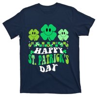 Shamrock Happy St Patricks Day Wo Irish Retro Groovy T-Shirt