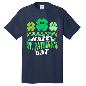 Shamrock Happy St Patricks Day Wo Irish Retro Groovy Tall T-Shirt