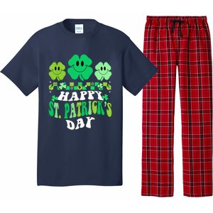 Shamrock Happy St Patricks Day Wo Irish Retro Groovy Pajama Set