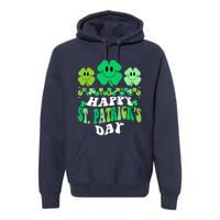 Shamrock Happy St Patricks Day Wo Irish Retro Groovy Premium Hoodie