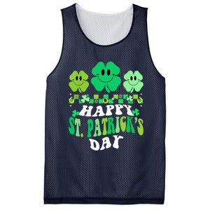 Shamrock Happy St Patricks Day Wo Irish Retro Groovy Mesh Reversible Basketball Jersey Tank