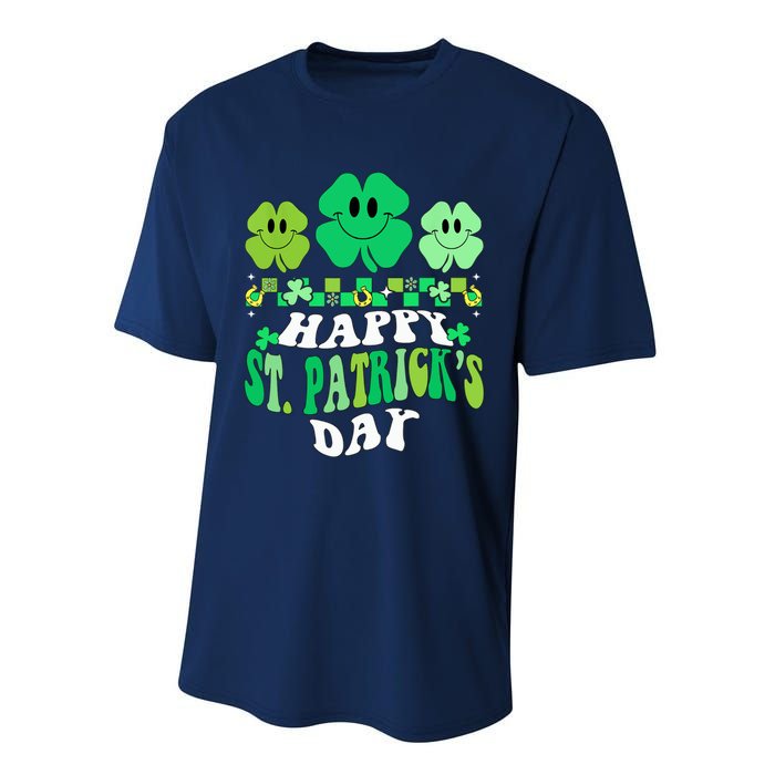 Shamrock Happy St Patricks Day Wo Irish Retro Groovy Performance Sprint T-Shirt