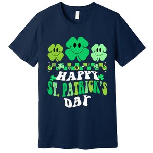 Shamrock Happy St Patricks Day Wo Irish Retro Groovy Premium T-Shirt