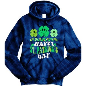 Shamrock Happy St Patricks Day Wo Irish Retro Groovy Tie Dye Hoodie