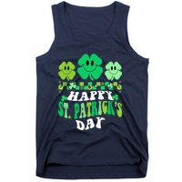 Shamrock Happy St Patricks Day Wo Irish Retro Groovy Tank Top