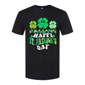 Shamrock Happy St Patricks Day Wo Irish Retro Groovy Softstyle CVC T-Shirt