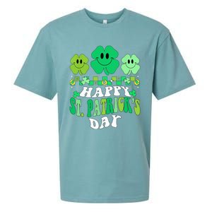 Shamrock Happy St Patricks Day Wo Irish Retro Groovy Sueded Cloud Jersey T-Shirt