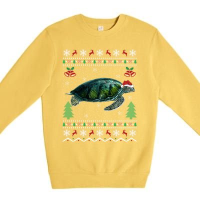 Santa Hat Sea Turtles Lover Xmas Gift Ugly Turtle Christmas Gift Premium Crewneck Sweatshirt