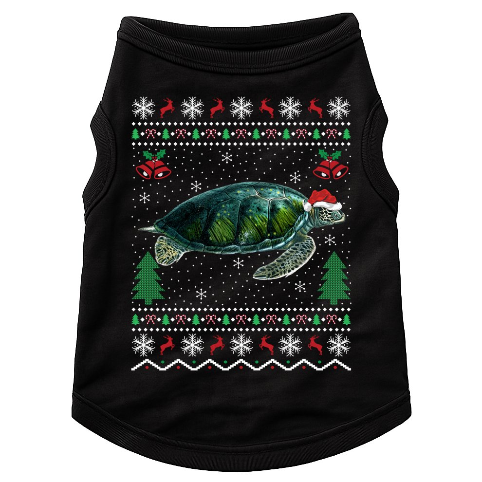 Santa Hat Sea Turtles Lover Xmas Gift Ugly Turtle Christmas Gift Doggie Tank