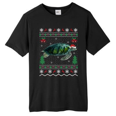 Santa Hat Sea Turtles Lover Xmas Gift Ugly Turtle Christmas Gift Tall Fusion ChromaSoft Performance T-Shirt