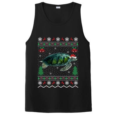 Santa Hat Sea Turtles Lover Xmas Gift Ugly Turtle Christmas Gift PosiCharge Competitor Tank