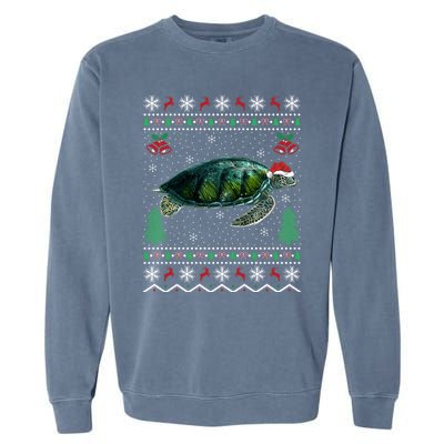 Santa Hat Sea Turtles Lover Xmas Gift Ugly Turtle Christmas Gift Garment-Dyed Sweatshirt