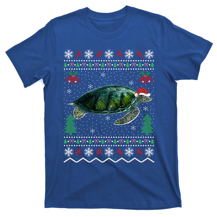 Santa Hat Sea Turtles Lover Xmas Gift Ugly Turtle Christmas Gift T-Shirt