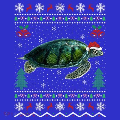 Santa Hat Sea Turtles Lover Xmas Gift Ugly Turtle Christmas Gift T-Shirt