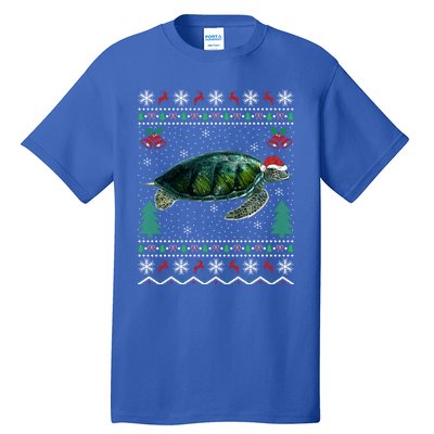 Santa Hat Sea Turtles Lover Xmas Gift Ugly Turtle Christmas Gift Tall T-Shirt