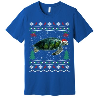 Santa Hat Sea Turtles Lover Xmas Gift Ugly Turtle Christmas Gift Premium T-Shirt