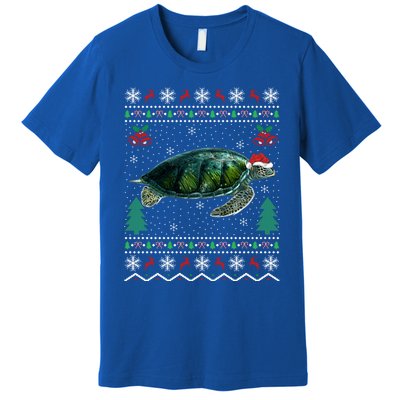 Santa Hat Sea Turtles Lover Xmas Gift Ugly Turtle Christmas Gift Premium T-Shirt