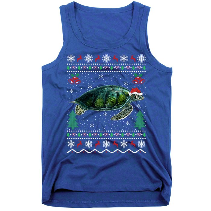 Santa Hat Sea Turtles Lover Xmas Gift Ugly Turtle Christmas Gift Tank Top