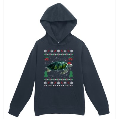 Santa Hat Sea Turtles Lover Xmas Gift Ugly Turtle Christmas Gift Urban Pullover Hoodie