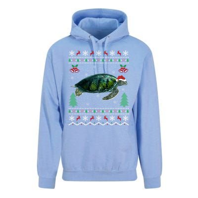 Santa Hat Sea Turtles Lover Xmas Gift Ugly Turtle Christmas Gift Unisex Surf Hoodie