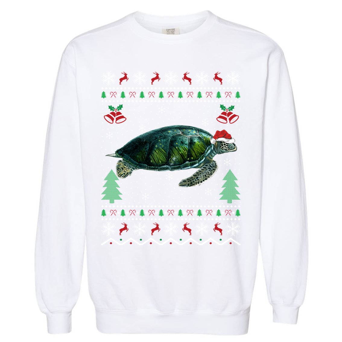 Santa Hat Sea Turtles Lover Xmas Gift Ugly Turtle Christmas Gift Garment-Dyed Sweatshirt