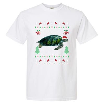 Santa Hat Sea Turtles Lover Xmas Gift Ugly Turtle Christmas Gift Garment-Dyed Heavyweight T-Shirt