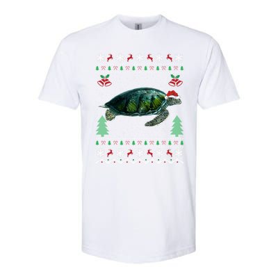 Santa Hat Sea Turtles Lover Xmas Gift Ugly Turtle Christmas Gift Softstyle CVC T-Shirt