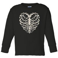 Skeleton Heart Shaped Rib Cage Xray Halloween Toddler Long Sleeve Shirt