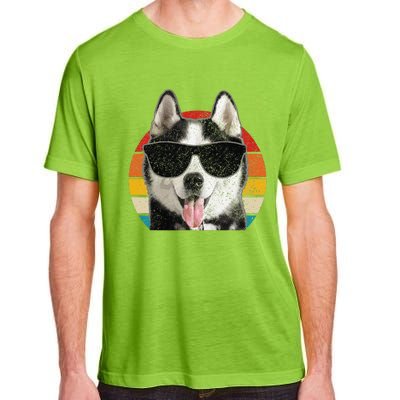 Siberian Husky Sunglasses Funny Vintage Husky Dog Lover Adult ChromaSoft Performance T-Shirt