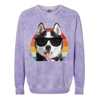 Siberian Husky Sunglasses Funny Vintage Husky Dog Lover Colorblast Crewneck Sweatshirt